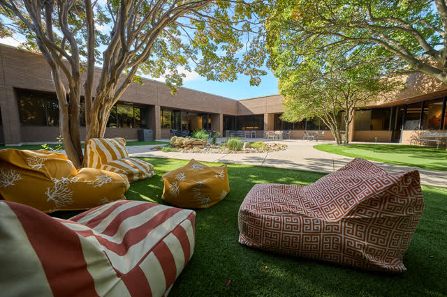 Courtyard lounge with bean bags