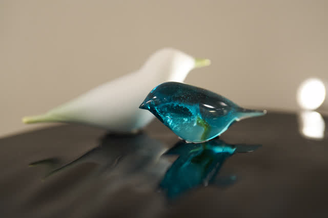 Glass bird sculptures